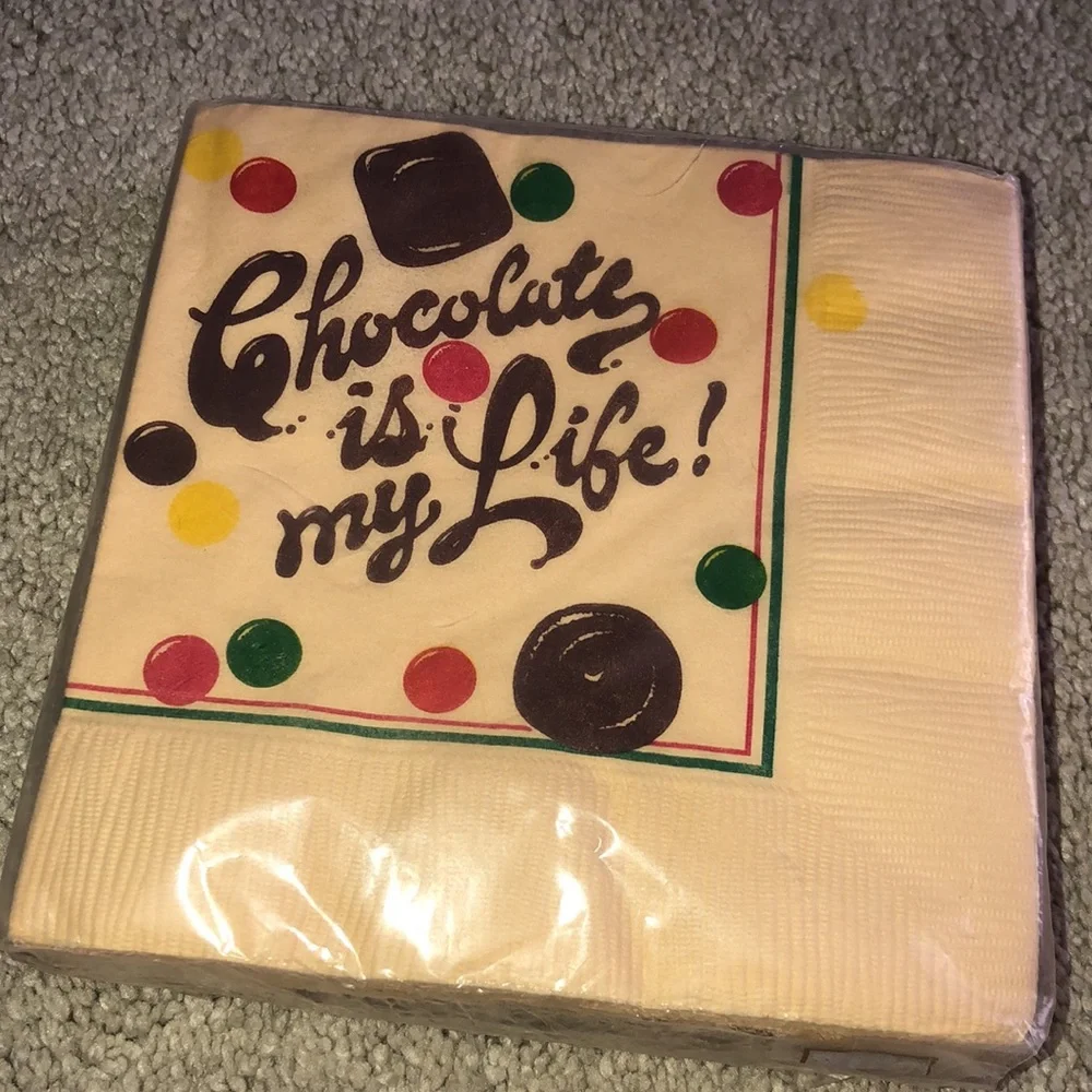 Hallmark Vintage Deadstock Beverage Napkin Pack‎ Chocolate is my Life